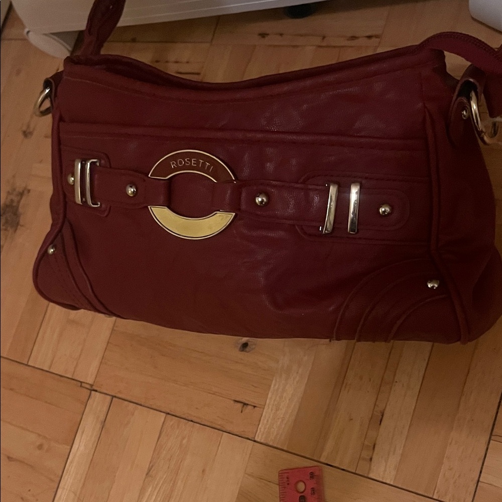 Rosetti Burgundy Shoulder Bag with Gold Accents